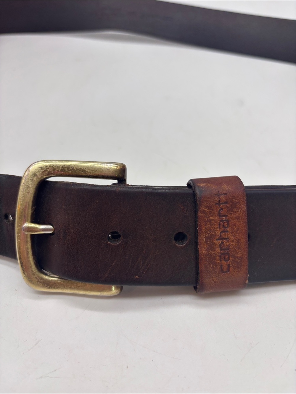 Carhartt Dark Brown Leather Men's Belt with Brass Buckle